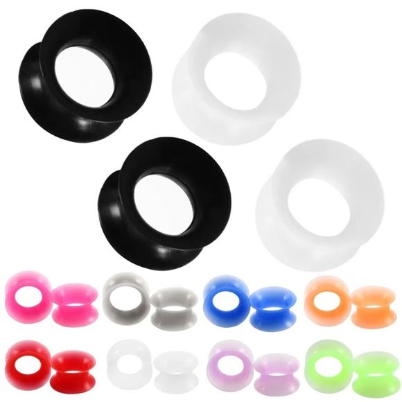 8mm 0G 0 Gauge Black Silicone tunnels ear piercing earring hole squishy expander - Picture 3 of 3